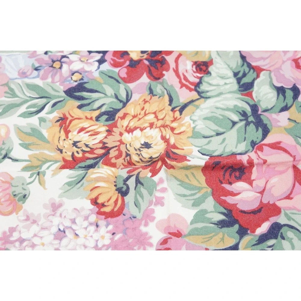 Ralph Lauren Napkins Set of 4 Floral Rose Pink Yellow Blue Cotton Excellent